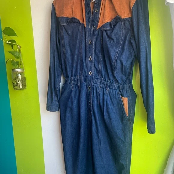 Denim Corduroy Western Dress - Picture 6 of 7